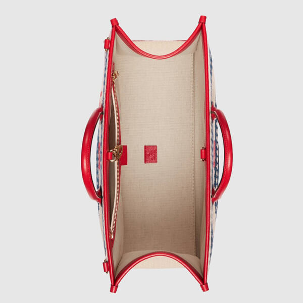 グッチ かごバッグ コピー オンライン限定 CANNES ストライプ トートバッグ 663709 JFIDG 9879